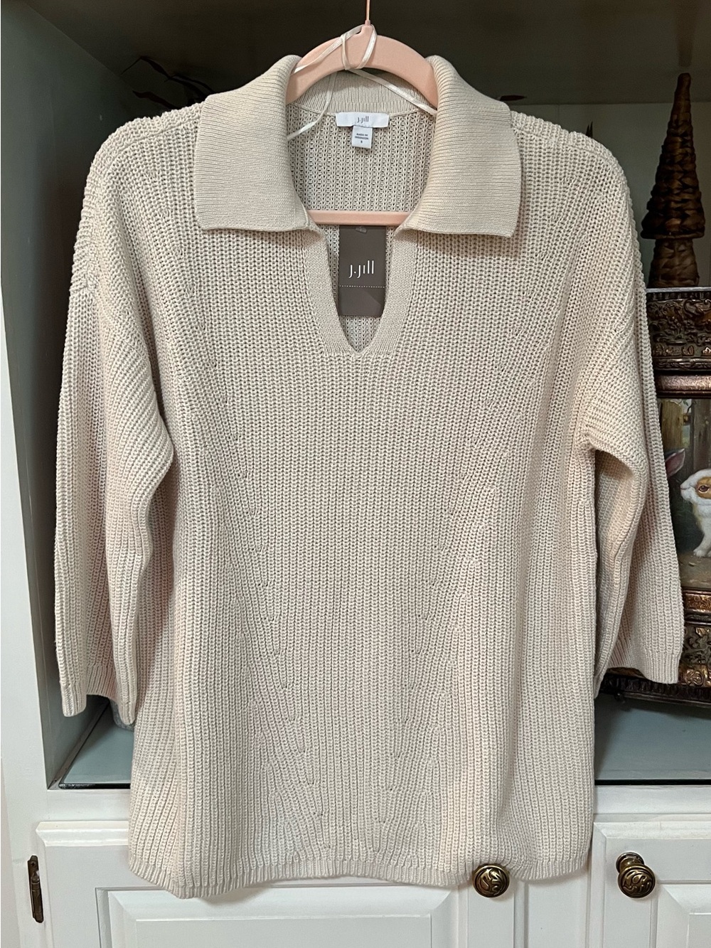 J Jill size S V-Neck Knit Sweater 3/4 sl NWT